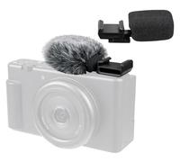 SOULWIT 2 Pièces Pare-Vent pour Sony ZV-1F/ZV-E10/ZV-1/ZV-E1/ZV-1 II | (Fourrure + mousse) Cache-vent avec Adaptateur pour Griffe