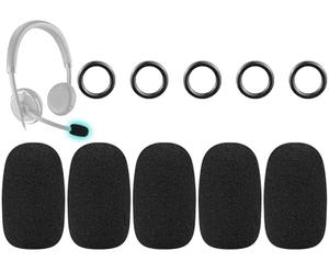 SOULWIT 5 Pieces Protecteur Microphone Mousse Couvre Pop Filter pour Plantronics Audio/Blackwire/E-ncorepro/Rig/Voyager Series Casques, Micro Couvre Pare-Brise pour Poly CS540/CS520/HW510/HW520