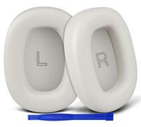 SOULWIT Coussinets d'oreille pour Bowers & Wilkins Px7 S3/Px8 S2 sans Fil Casque, Coussin en Cuir Protéiné Souple et Mousse à Mémoire de Forme Haute Densité - Toile Blanche