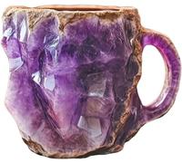 Soumiey Tasse à café en cristal minéral, tasse à café en améthyste, tasse à café en cristal, tasse à café en résine synthétique, décoration créative d'agate minérale, décoration de bureau (violet)