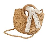 Sounch de paille, sacs à main de paille pour femmes Summer Place Summer Planche avec poignée supérieure à bowknot Sac bandoulière tissé pour la plage, la piscine, le shopping, les rencontres, le ca