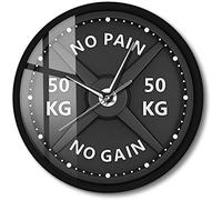 Sound Activated Wall Clock NO Pain NO Gain 50KG Barbell Watch Weight Lifting Dumbbell Bodybuilding Night Light 12 in