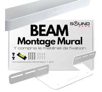 Sound bass Support de Barre de Son pour Sonos Beam Compatible avec la Barre de Son Sonos Beam générations 1 et 2 Comprenant Tout Le matériel de Montage nécessaire, Support de Montage, Blanc