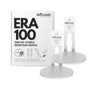 Sound bass Support Mural ERA100, Profil Bas, Blanc, Pack Double, Compatible avec Le Haut-Parleur Sonos Era 100, Complet avec Tout Le matériel de Fixation