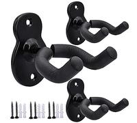 Sound harbor Lot de 3 crochets muraux en métal noir pour guitare acoustique, électrique, basse, ukulélé, banjo, mandoline