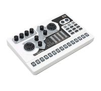 Sound Mixer Bailer Changeur de Voix, Clear Sound 5.0 Live Sound Carte Type C Charge RVB Lumière en Temps Réel Surveillant Grand Bouton pour la Transmission PC (White)