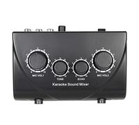 Sound Mixer,HUIOP Stereo Karaoke Portable Audio Sound Echo Mixer double entrées microphone avec câble RCA Adaptateur pour PC TV Smartphone Amplificateur,mixage