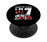 Sound The Alarm Im 7 Camion de Pompier 7ème Anniversaire pour garçons PopSockets PopGrip Adhésif