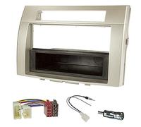 Sound-way Kit Montage Autoradio, Cadre Façade 1 DIN / 2 DIN avec Vide Poche, Adaptateur Antenne, Cable Adaptateur Connecteur ISO Compatible avec Toyota Corolla, Verso