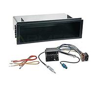 Sound-way Kit Montage Autoradio, Cadre Façade 1 DIN avec Supports de Montage, Cable Adaptateur Connecteur ISO, Adaptateur Antenne Compatible avec VW Volkswagen Lupo, Fox, T5, Passat, Golf IV