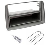 Sound-Way Kit Montage Autoradio, Cadre Façade 1 DIN avec Vide Poche, Adaptateur Antenne, Clés Démontage Compatible avec Fiat Panda 2002-2012 Noir
