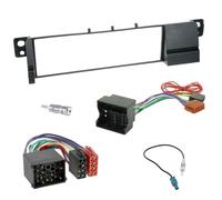 sound-way Kit Montage Autoradio, Cadre Façade 1 DIN, Cable Adaptateur Connecteur ISO, Adaptateur Antenne, Clés Démontage, Compatible avec BMW Serie 3 E46, E36