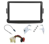 Sound Way Kit Montage Autoradio, Cadre Façade 2 DIN avec Supports, Adaptateur Antenne, Cable Adaptateur Connecteur ISO Compatible avec Renault Dacia