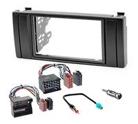 Sound-way Kit Montage Autoradio, Cadre Façade 2 DIN avec Supports de Montage, Adaptateur Antenne, Cable Adaptateur Connecteur ISO, Compatible avec BMW Series 5, BMW X5