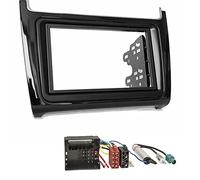 Sound-Way Kit Montage Autoradio, Cadre Façade Adaptateur 2 DIN avec Supports de Montage, Cable Connecteur ISO, Adaptateur Antenne, Compatible avec Volkswagen VW Polo 6C à partir de 2014