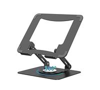 SOUNDANCE Support pour Ordinateur Portable avec Base rotative à 360°, rehausseur Ergonomique pour Bureau, Hauteur réglable Multi-Angle, Support Pliable, Support en métal Stable de 10 à 15,6", Noir