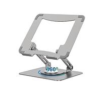 SOUNDANCE Support pour Ordinateur Portable avec Base rotative à 360°, rehausseur Ergonomique pour Bureau, Hauteur réglable Multi-Angle, Support Pliable, Support en métal Stable de 10 à 15,6", argenté