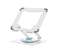 SOUNDANCE Support pour Ordinateur Portable avec Base rotative à 360°, rehausseur Ergonomique pour Bureau, Hauteur réglable Multi-Angle, Support Pliable, Support en métal Stable de 10 à 15,6", Blanc