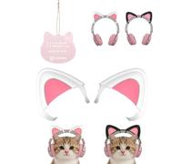 Soundcore Q20i Oreilles de chat mignonnes - Décoration de casque Kawaii amovible, accessoire flexible et réutilisable pour casque supra-auriculaire, blanc