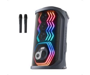 Soundcore Rave 3S Enceinte Bluetooth avec 2 Microphones sans Fil, Son 200 W, Suppression vocale IA, amplificateur de Voix, réverbération, Jeu de lumière,12 h, Enceinte Bluetooth puissante