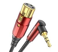 SOUNDFAM Câble de microphone 3,5 mm vers XLR de qualité supérieure, 90 degrés, angle droit de 3,5 mm (TRS, 1/8", AUX), mâle vers XLR femelle, câble d'interconnexion asymétrique pour microphone, carte