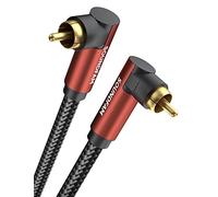 SOUNDFAM Câble RCA Double 90 Degrés Câble Subwoofer Angle Droit Câble Caisson de Basses avec Connecteurs Plaqués Or 24K, Double Blindage pour Soundbar, TV - (3M)