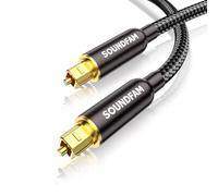 SOUNDFAM Câbles Audio Optiques 2M, Câble Optique Toslink à Angle Droit, Connecteurs Plaqués Or à 90 Degrés, Rotation à 360° pour Barre de Son, Téléviseur, PS4, Xbox, Home Cinéma (Noir)