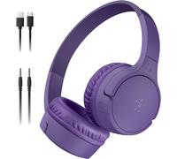 Soundform Mini Casque Audio Sans Fil Pour Enfants Avec Micro Intégré (Circum-Aural, Autonomie De 30 H, Pour Apprentissage, Voyages, Autocollants Amusants, Pour Iphone, Ipad, Galaxy, Violet)