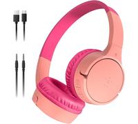 Soundform Mini Casque Audio Sans Fil Pour Enfants Avec Micro Intégré (Circum-Aural, Autonomie De 30 H, Pour Apprentissage, Voyages, Autocollants Amusants, Pour Iphone, Ipad, Galaxy) - Rose