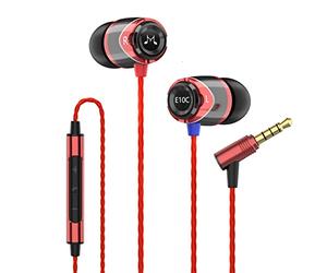 SoundMAGIC E10C Écouteurs filaires Intra-Auriculaires, avec Microphone, HiFi, stéréo, à Isolation phonique, avec Basses puissantes, câble Anti-enchevêtrement, Noir et Rouge