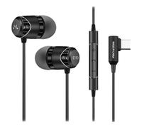 SoundMAGIC E11D Écouteurs stéréo intra-auriculaires USB-C avec pilotes de 10 mm, boîtier en métal, prise en forme de L, contrôleur intégré, son HiFi, noir