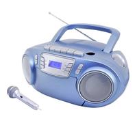soundmaster SCD5800BL Radio-lecteur CD FM USB, Cassette, Radiocassette avec microphone bleu