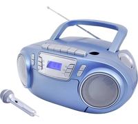 soundmaster SCD5800BL Radio-lecteur CD FM USB, Cassette, Radiocassette avec microphone bleu