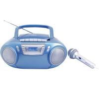 Soundmaster SCD5800BL Radio-Lecteur CD FM FM, USB, Cassette, Radiocassette avec Microphone LED Karaoke Bleu