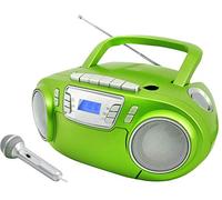 soundmaster SCD5800GR Radio-lecteur CD FM USB, Cassette, Radiocassette avec microphone vert