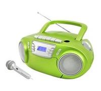 SCD5800GR Radio-lecteur CD FM USB, Cassette, Radiocassette avec microphone vert