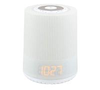 Soundmaster UR230WE - Radio Réveil avec Radio FM-PLL, 10 Stations Préréglées, Lampe de Nuit et d'Ambiance à LED Multicolore, Double Alarme, Simulation de Lever de Soleil, Radio Portable