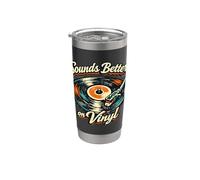 « Sounds Better on Vinyl » rétro vintage pour collectionneur de disques Gobelet isotherme en acier inoxydable double paroi