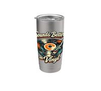 « Sounds Better on Vinyl » rétro vintage pour collectionneur de disques Gobelet isotherme en acier inoxydable double paroi