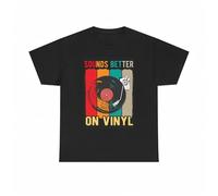 Sounds Better on Vinyl T Shirt Graphic Unisex Heavy Cotton Tee Black