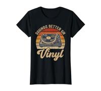 Sounds Better on Vinyl Tourne-Disque rétro Amateur de Musique T-Shirt Graphique avec Valeur