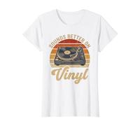 Sounds Better on Vinyl Tourne-Disque rétro Amateur de Musique T-Shirt Graphique avec Valeur