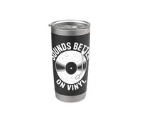 Sounds Better On Vinyl Tourne-disque rétro graphique Gobelet isotherme en acier inoxydable double paroi