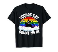 Sounds Gay Count Me in Cat Drapeau Arc-en-Ciel LGBT Gay Pride T-Shirt