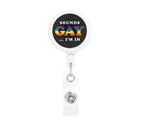 Sounds Gay I'm in Porte-badge rétractable Reel Clip Id Card Holder forNurse Student Office Worker