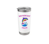 Sounds Gay I'm In Rainbow Dolphin coloré rétro années 90 Gobelet isotherme en acier inoxydable double paroi
