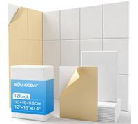 Soundsbay Lot de 12 panneaux acoustiques auto-adhésifs - Absorbeur acoustique - Haute densité - Pour traitement acoustique et décoration murale - 30 x 40 x 0,9 cm - Blanc