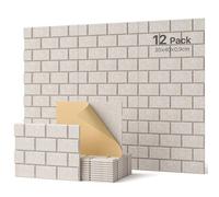 Soundsbay Lot de 12 panneaux acoustiques autocollants muraux rectangulaires - Type de brique - Pour traitement acoustique et décoration murale - 30 x 40 x 0,9 cm - Beige