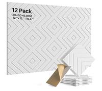 Soundsbay Panneaux Acoustiques Autocollant Blanc 12 Pièces 30×30×0,9cm