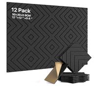 Soundsbay Panneaux Acoustiques Autocollant Noir 12 Pièces 30×30×0,9cm